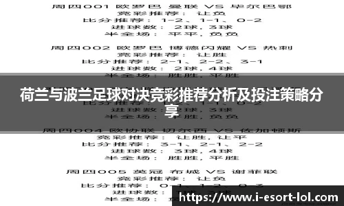 荷兰与波兰足球对决竞彩推荐分析及投注策略分享